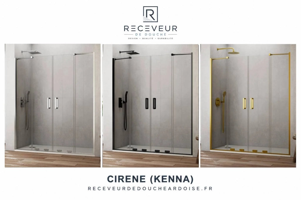 Porta doccia scorrevole 2+2 CIRENE (KENNA) 220 cm Profilo Nero
