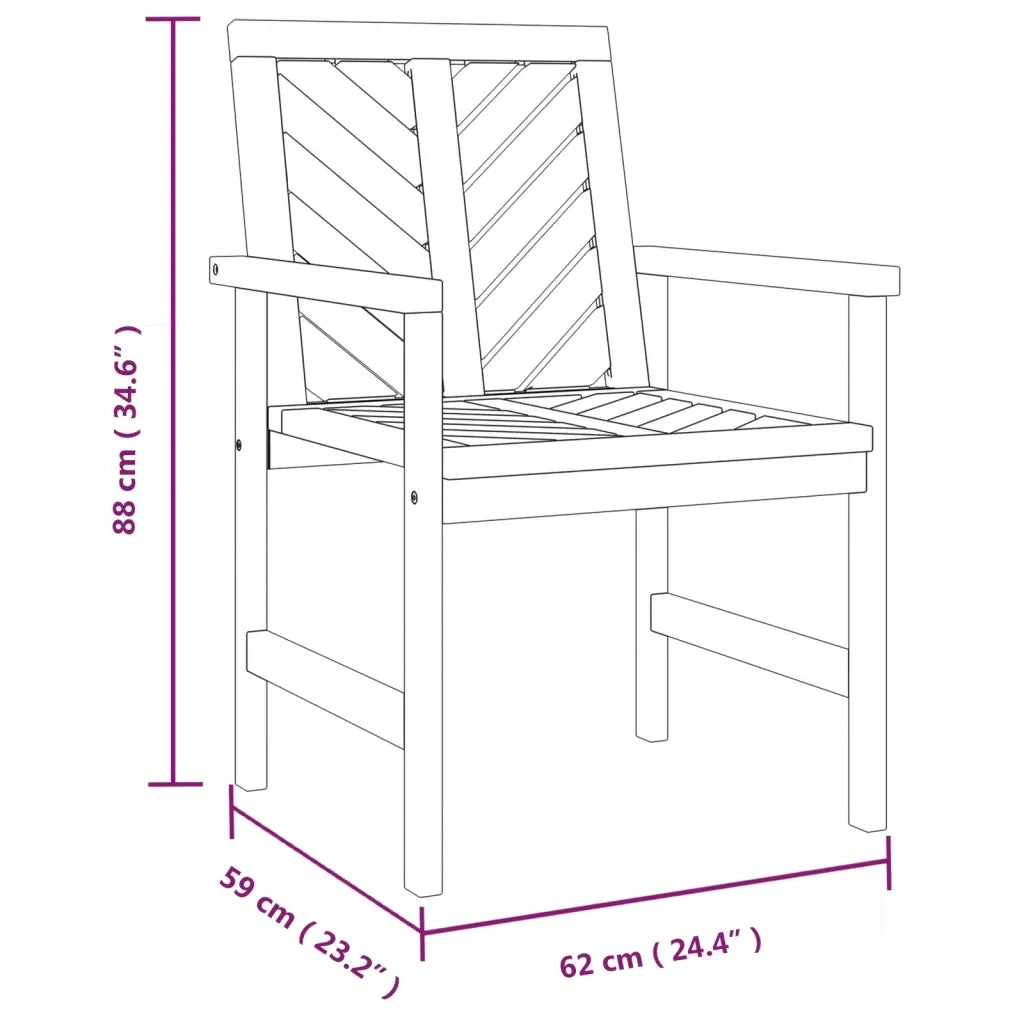 Sedie da Pranzo da Giardino 3pz Legno Massello di Acacia 362228