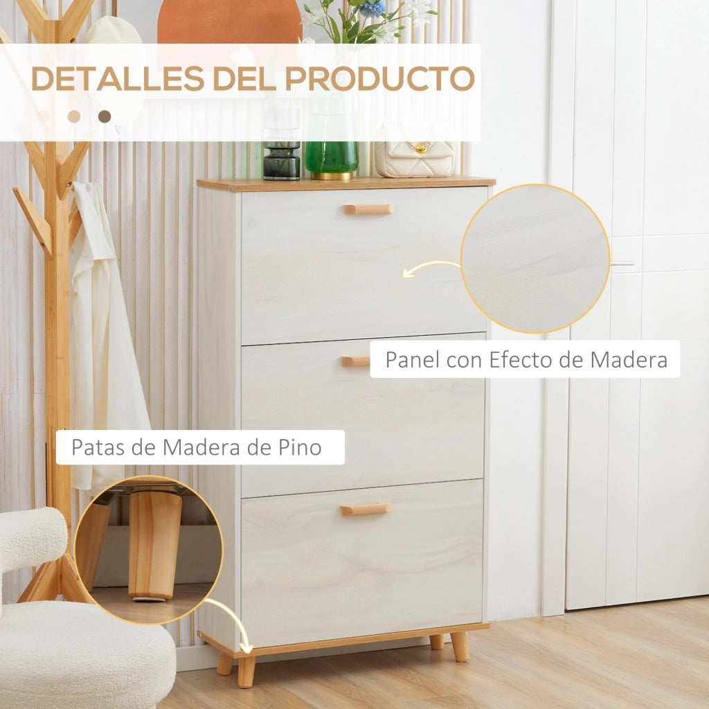 Scarpiera con 3 Ante ¨C zephmum ¨C Bianco 70x23,5x122 cm