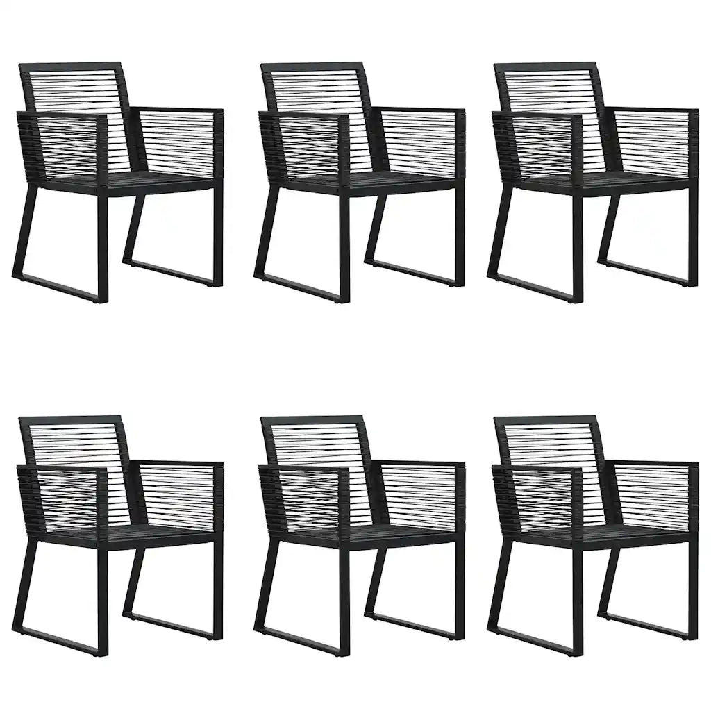 Set da Pranzo da Giardino 7 pz Nero in Rattan PVC