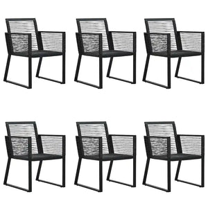 Set da Pranzo da Giardino 7 pz Nero in Rattan PVC