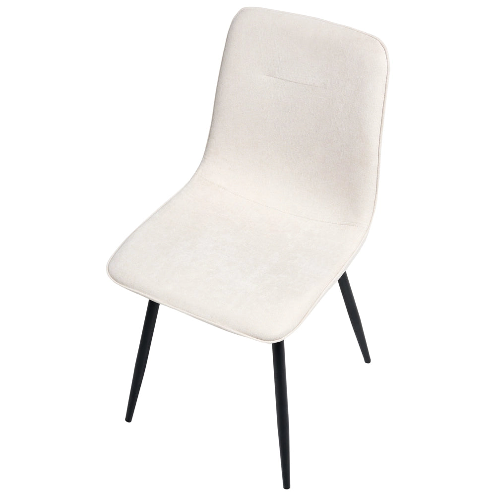 Set di 4 sedie da pranzo Tappezzeria in poliestere beige chiaro Gambe nere in ferro Sala da pranzo senza braccioli
