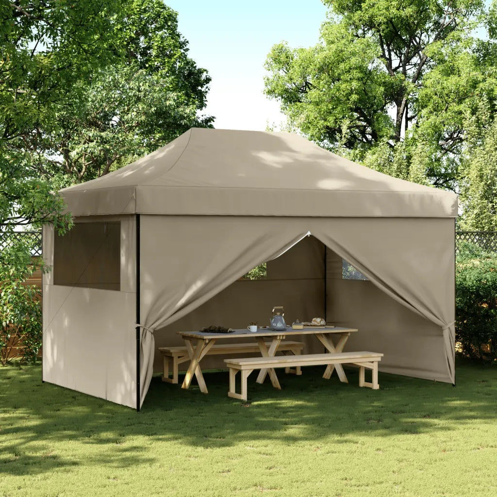 Tendone per Feste Pieghevole Pop-Up con 4 Pareti Tortora 4004978