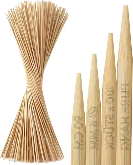 100 spilloni di bambù extra lunghi per stuzzichini - marshmallow - salsiccia - piastra per barbecue - certificato LFGB