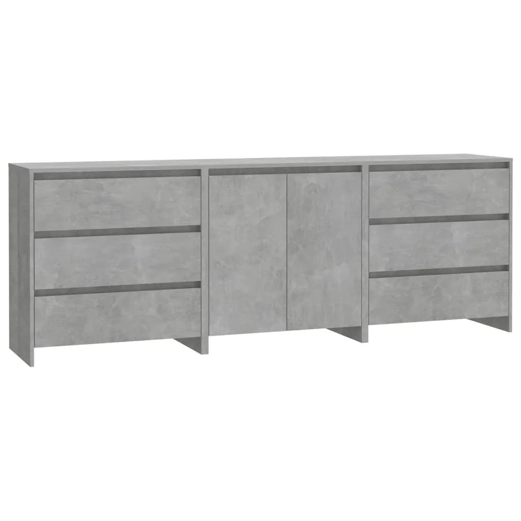 Buffet credenza cassettiera armadio mobile contenitore organizer per cucina soggiorno salotti 3 pezzi legno ingegnerizzato grigio 02_0037139