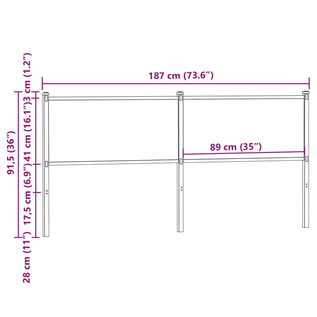 Testiera di Ricambio Rovere Fumo 180 cm in Legno Multistrato e Acciaio 4007703