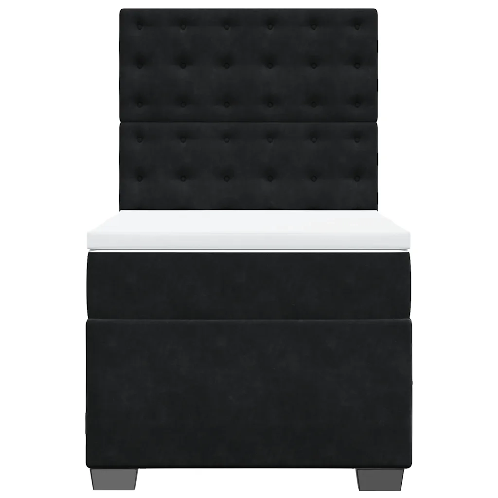 Giroletto a Molle con Materasso Nero 80x200 cm in Velluto
