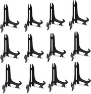 Display stand per esposto in plastica - Set di 12 supporti per esposto per decorazione - Altezza 12,5 cm (5 pollici) - per foto o altri oggetti per matrimoni, arredamento domestico, compleanni, tavoli - nero - 5in