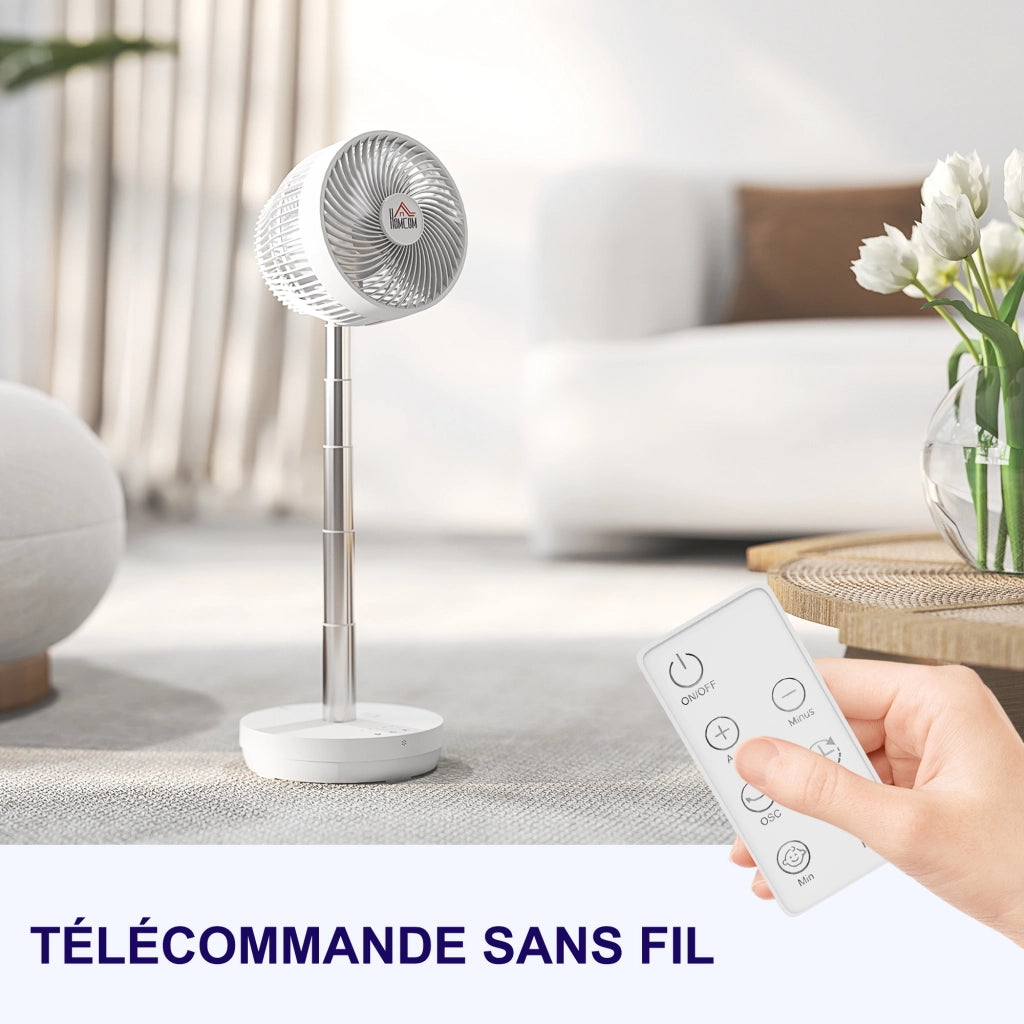 Ventilatore da Scrivania con Telecomando e Batteria Ricaricabile USB, Regolabile in Altezza e Inclinazione, Bianco ¨C zephmum ¨C 30x20x15