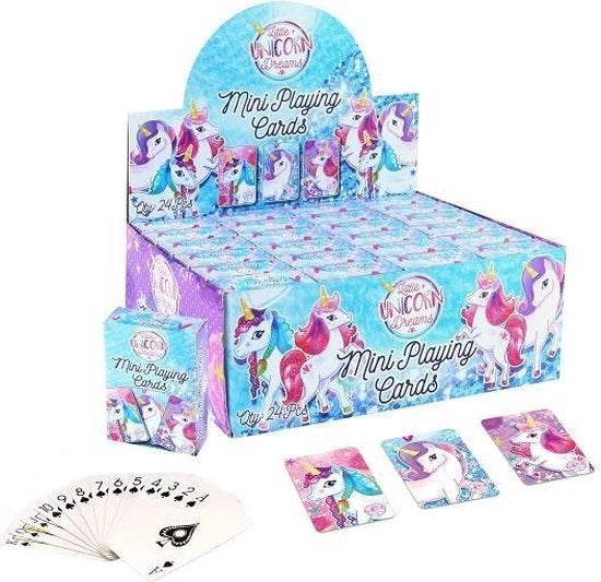 Mini carte da gioco per bambine - Modello Unicorn - 24 pezzi - In display - Regalo per bambine - Unicorno - Sorpresa per bambine