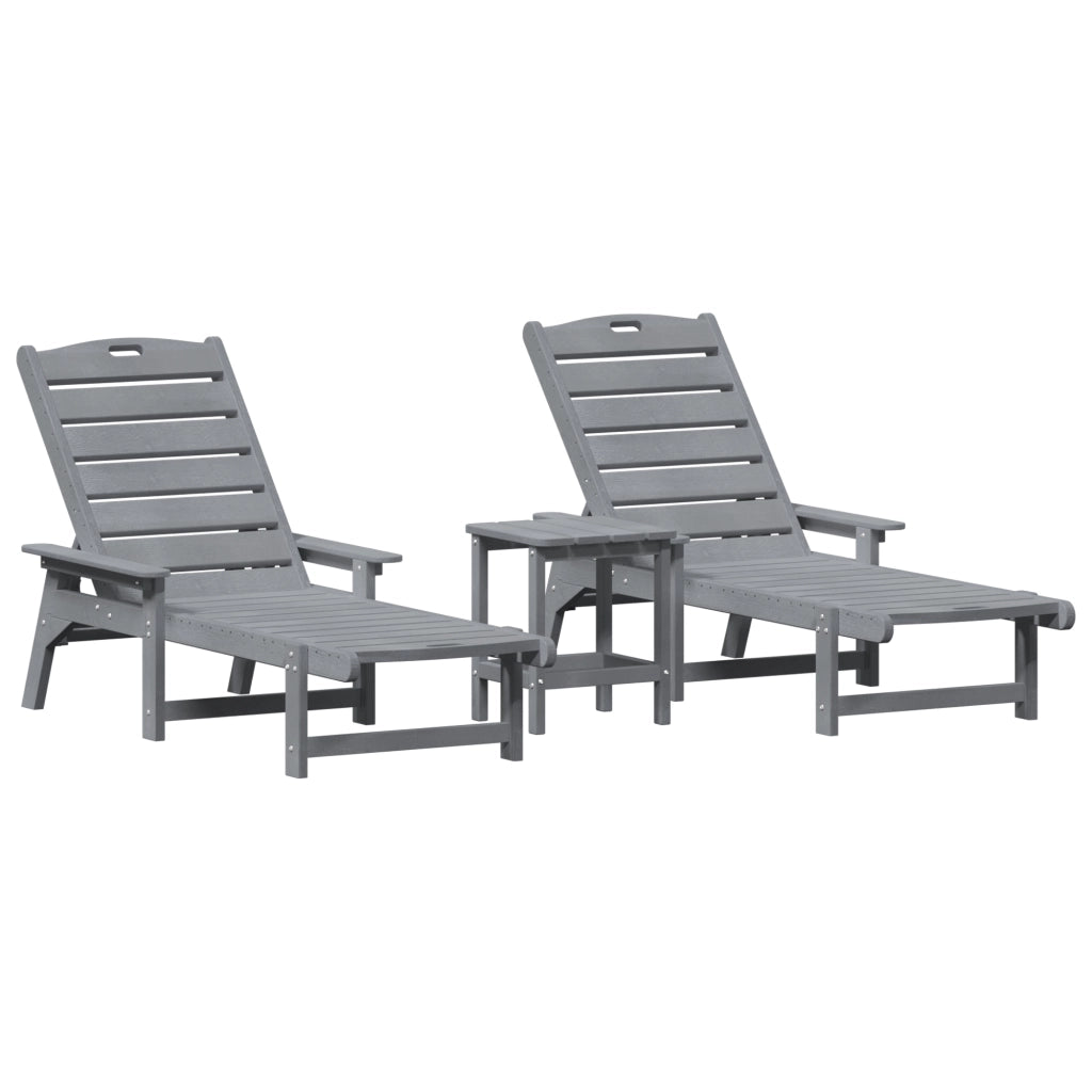 Set Lounge da Giardino 3 Pezzi  Grigio Chiaro HDPE