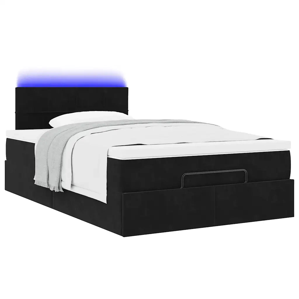 Pouf Letto con Materasso e LED Nero 120x190cm in Velluto 3312610