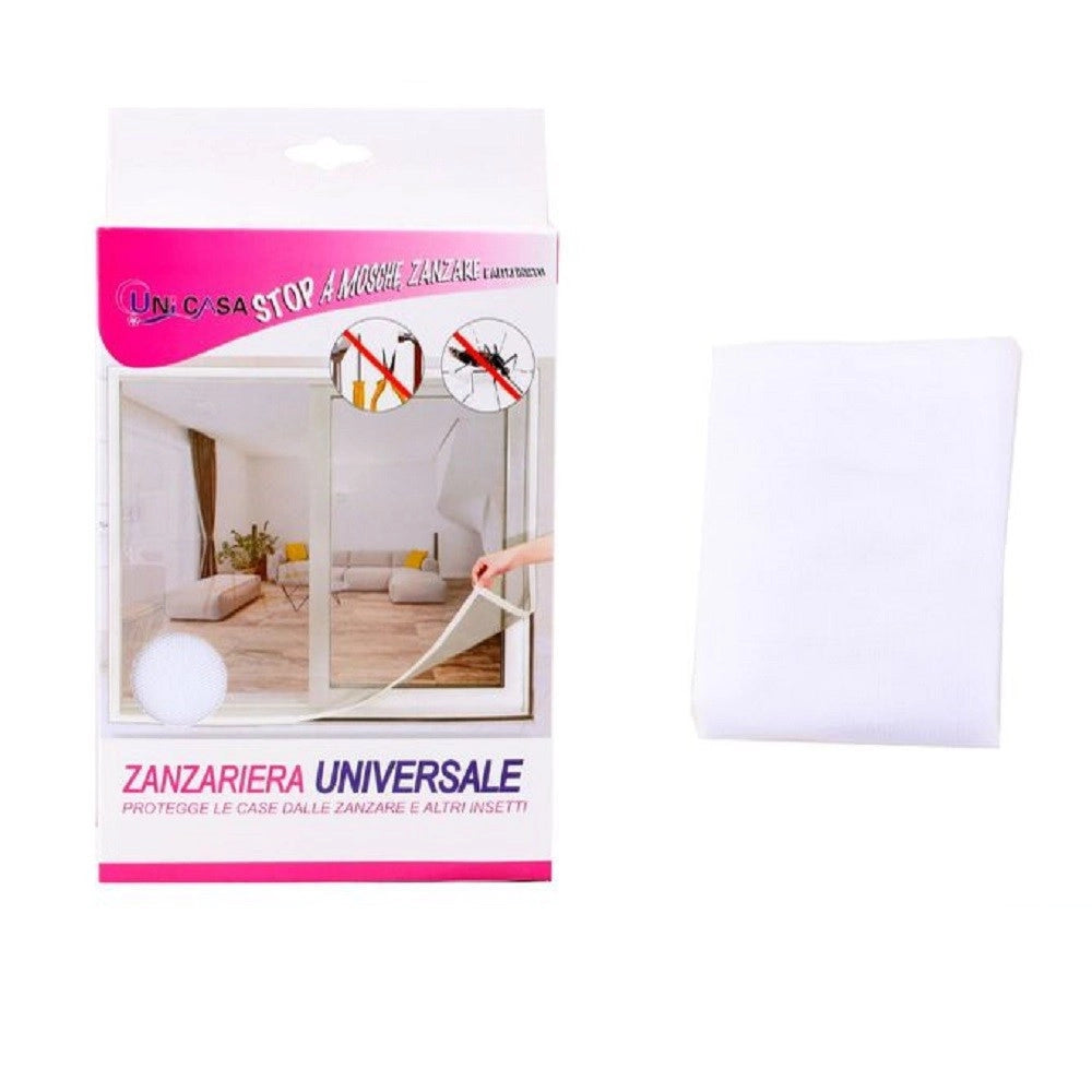 Trade Shop - Zanzariera Universale Finestra Bianca Adesiva Con Velcro 150x250cm Insetti 12923 -