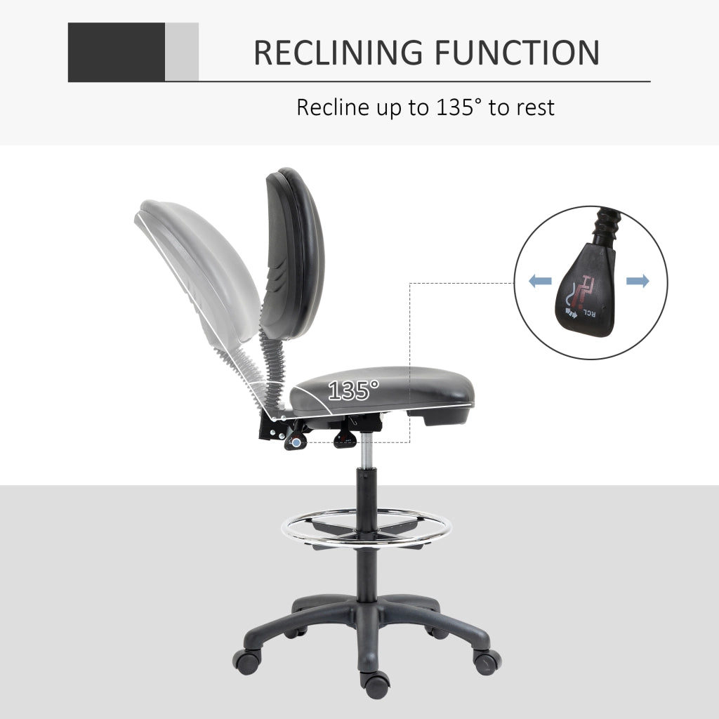 Sgabello Regolabile in Altezza con Schienale e Poggiapiedi ¨C zephmum ¨C 69-91 cm