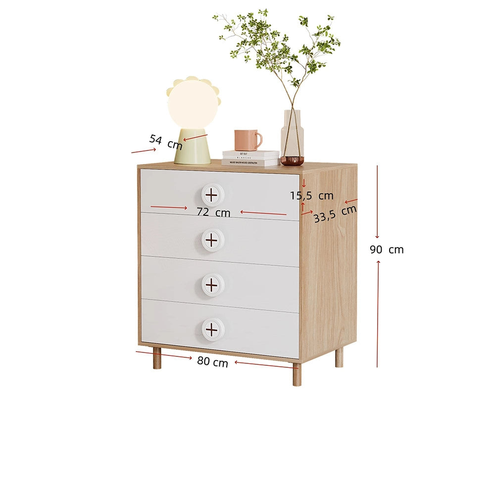 Comò/Cassettiera Bambino 80x54x90cm - Xylo - con 4 Cassetti, Colore Bianco