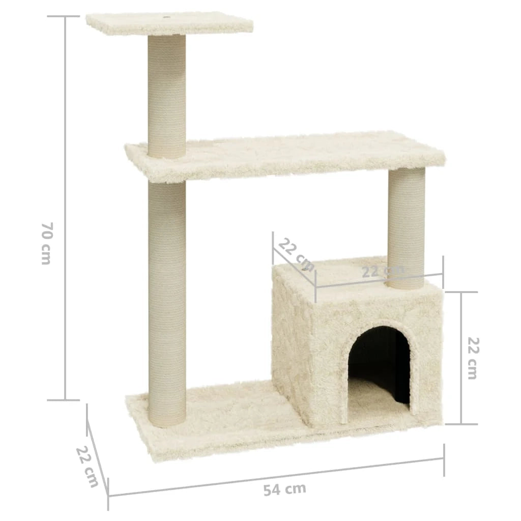 Tiragraffi per gatti torre per arrampicata giocattolo piattaforma per arrampicata con tiragraffi in sisal 70 cm crema 02_0022519