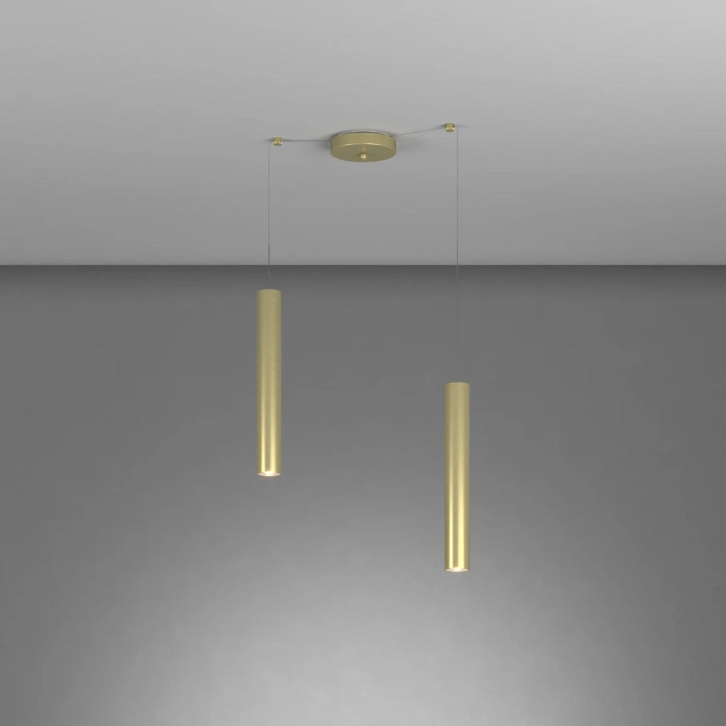 Lampadario Industrial-Minimal Xeana Metallo Ottone 2 Luci Gu10