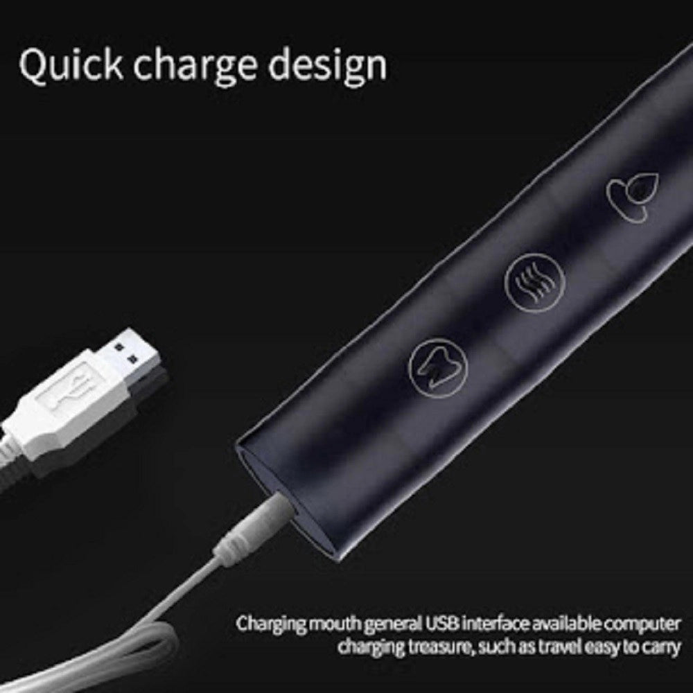 Trade Shop - Spazzolino Denti Elettrico Sonico Batteria Ricaricabile Usb Con 3 Testine Tx-9528 -