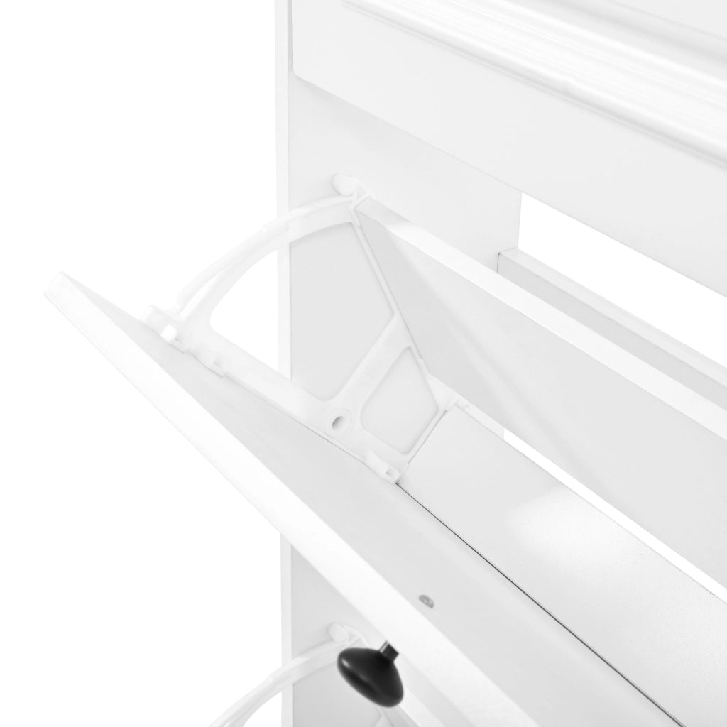 Mobile da ingresso con scarpiera e appendiabiti, 3 ante a ribalta, ganci, bianco 66 × 17 × 180 cm