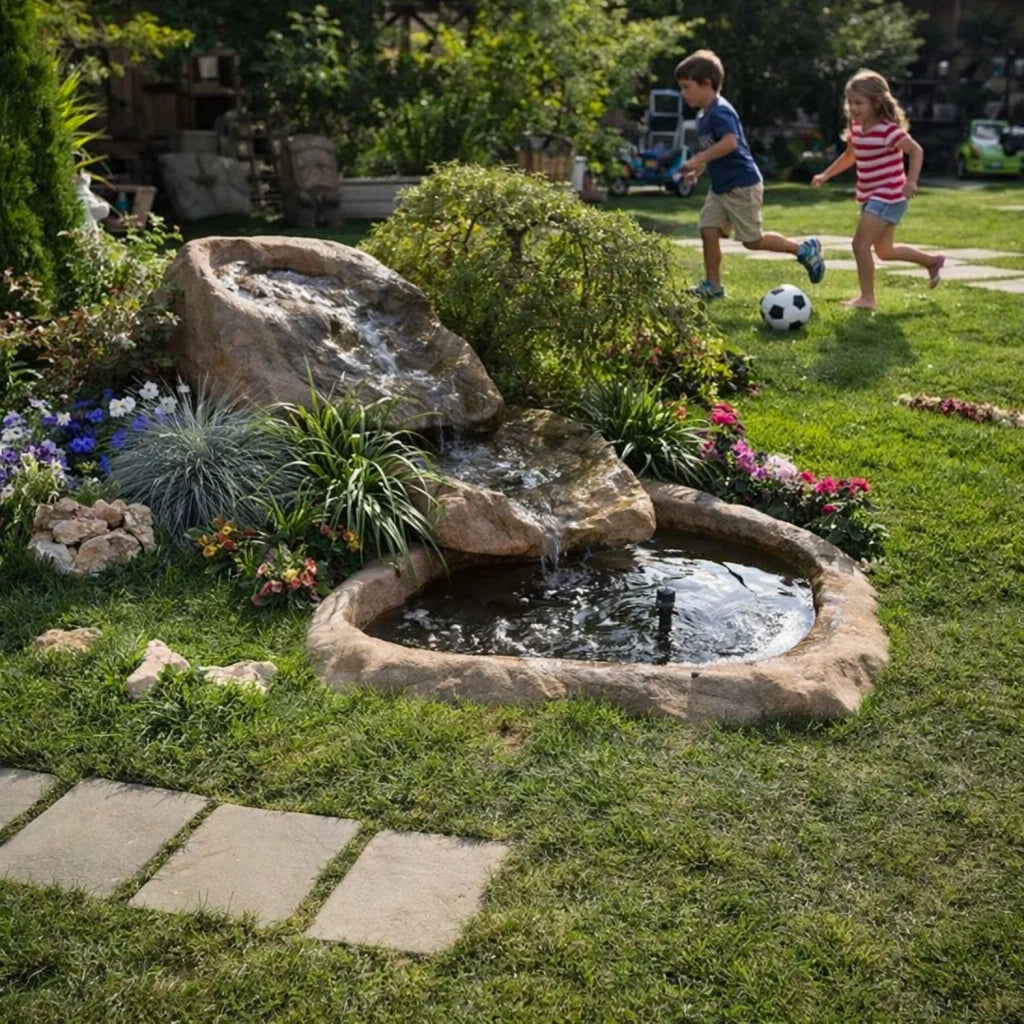 Cascata da giardino marmore con pompa e filtro con laghetto di raccolta resina
