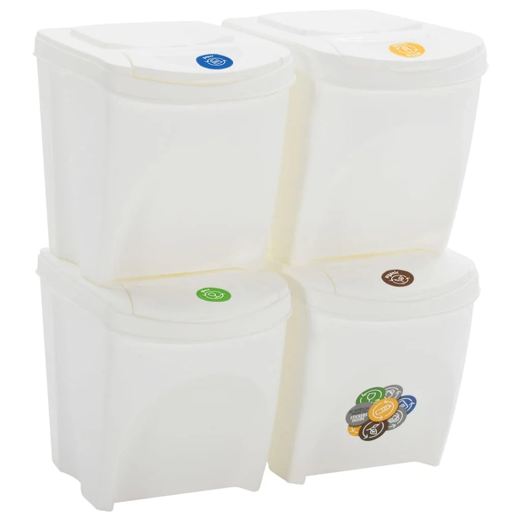 Contenitori per rifiuti impilabili 4 pezzi 100 litri polipropilene bianco 02_0006036