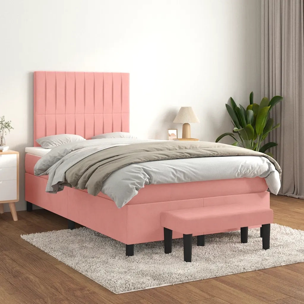 Giroletto a Molle con Materasso Rosa 120x190 cm in Velluto 3270486