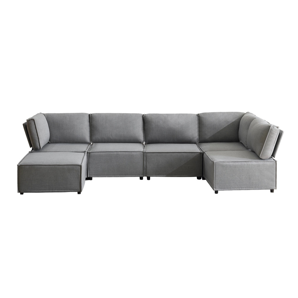 Divano modulare angolare - componibile con funzione letto - in tessuto grigio chiaro