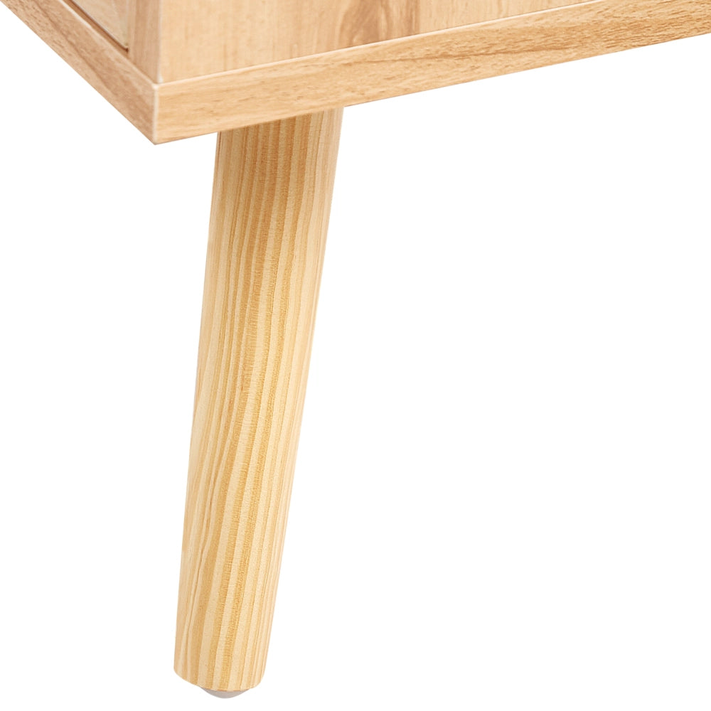 Mobile da TV in rattan legno chiaro con 4 cassetti stile boho soggiorno camera da letto