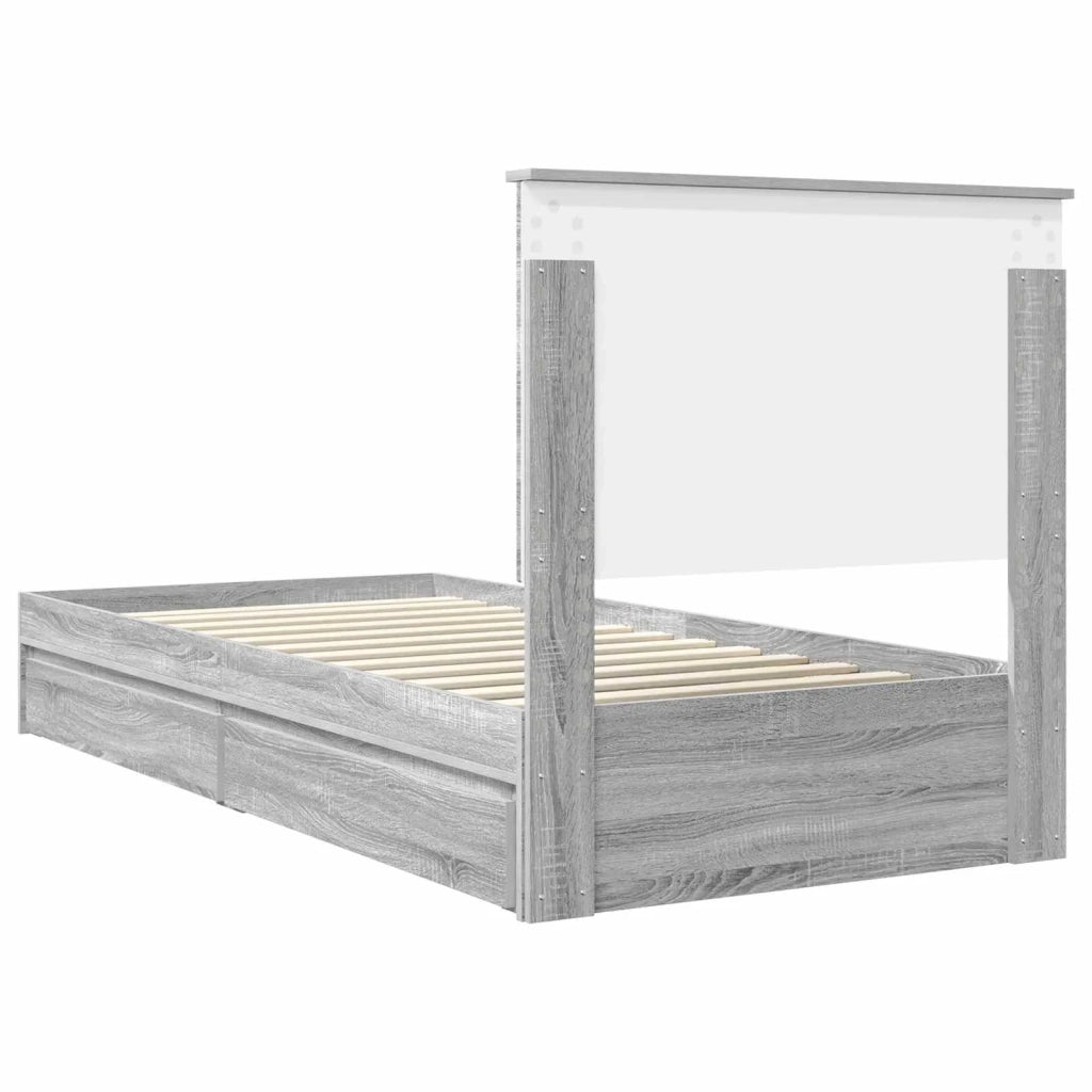 Letto con Contenitore con testiera Grigio Sonoma 90 x 190 cm 3409592