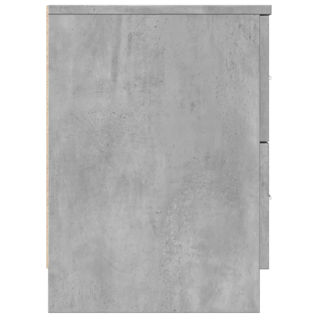 Comodino | Armadio da Notte | Mobiletto da notte con 2 Cassetti Grigio Cemento 40x36x50 cm