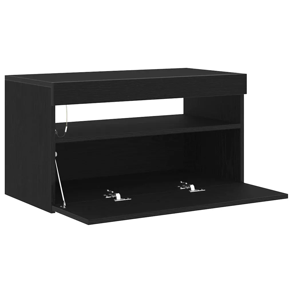 Mobile TV con LED Rovere Nero 75 x 35 x 40 cm Legno multistrato 862557