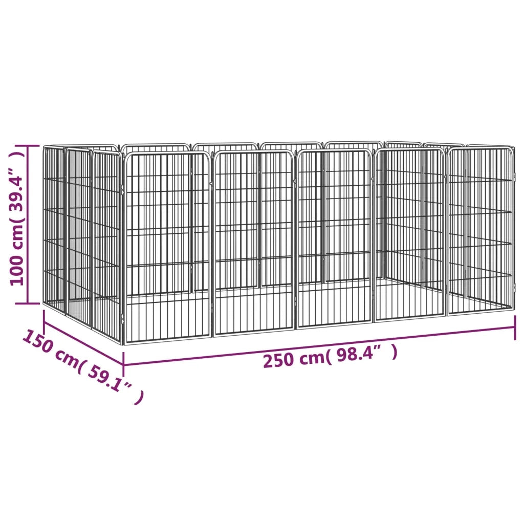 Box Cani 16 Pannelli Nero 50x100 cm Acciaio Verniciato Polvere cod mxl 44458