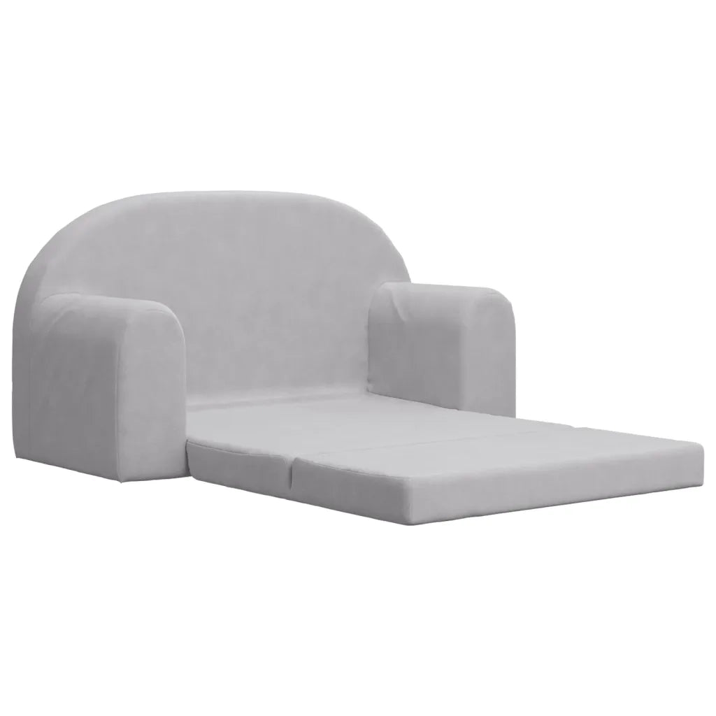 Divano Letto Bambini a 2 Posti Grigio Chiaro in Morbido Peluche 357023