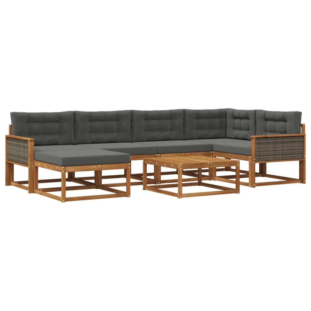 Set di divani da esterno con cuscino 7 pcs Naturale e Antracite 3382720