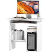 Scrivania con tastiera estraibile e vani - per studio - in legno - 80×45×75 cm - bianco