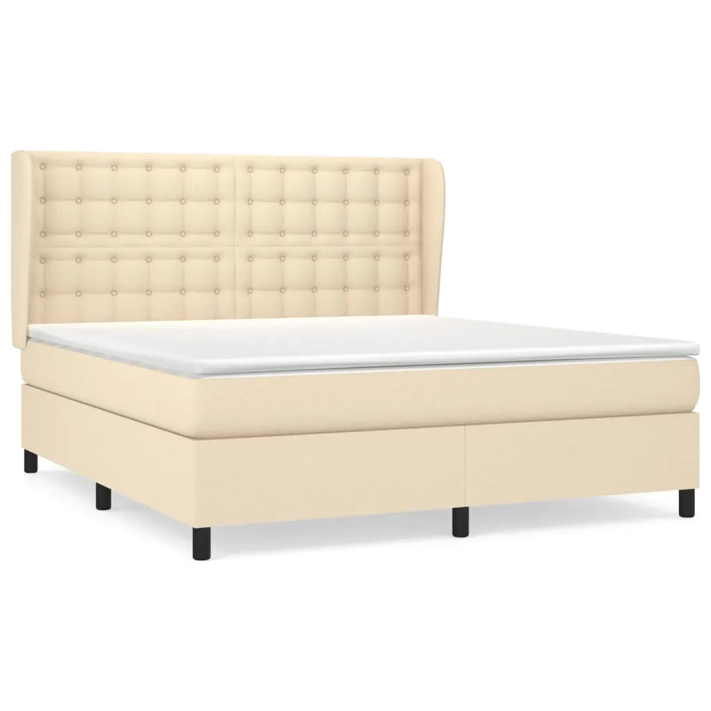 Giroletto a Molle con Materasso Crema 160x200 cm in Tessuto 3128298