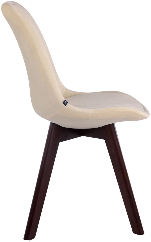 Sedia Borneo in velluto crema,noce