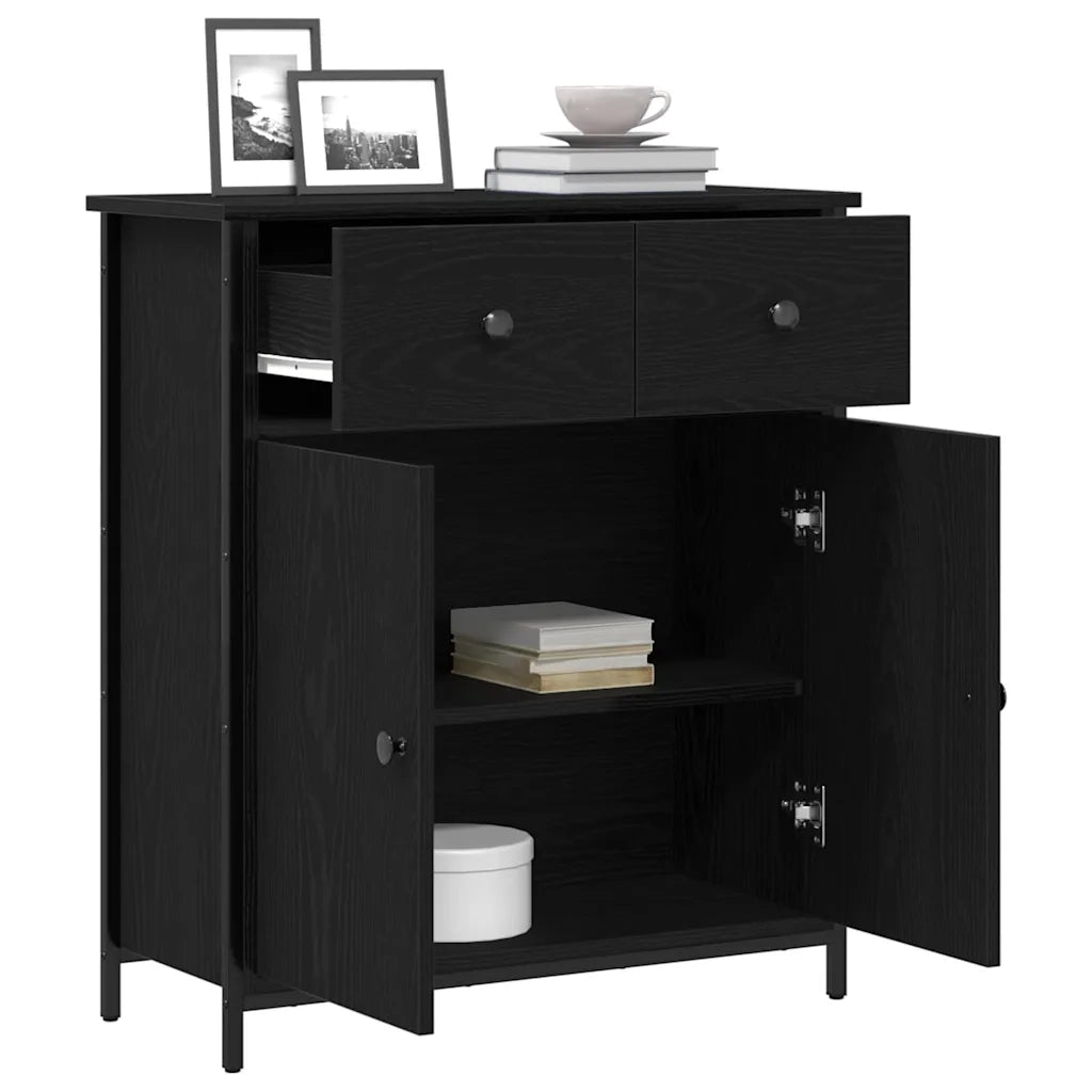 Credenza | Madia | Buffet da pranzo | Armadio da pranzo Rovere Nero 70 x 30 x 80 cm Legno multistrato