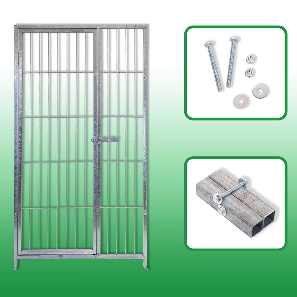 4 pannelli con porta in rete per box cani con zincatura a caldo ciascuno da 100xh180 cm