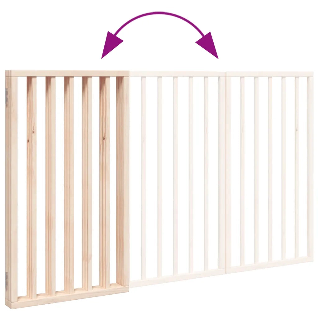 Cancelletto per cani pieghevole a 3 pannelli 150 cm in legno di pioppo 352174