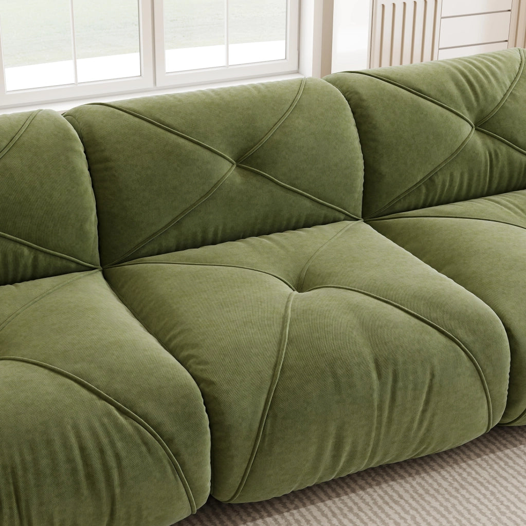 Divano modulare in ciniglia verde 358x171 cm HOMVRA