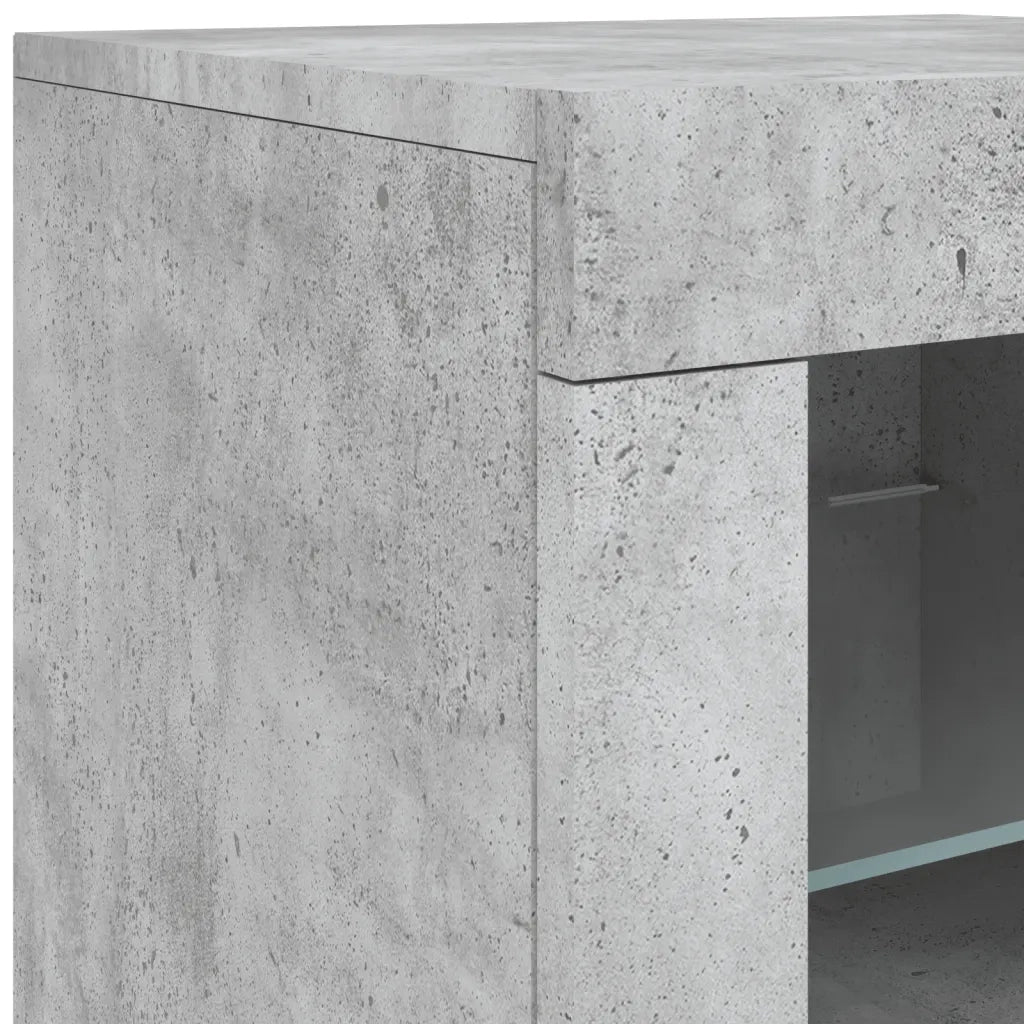 Credenza | Madia | Buffet da pranzo | Armadio da pranzo con Luci LED Grigio Cemento 181,5x37x67 cm