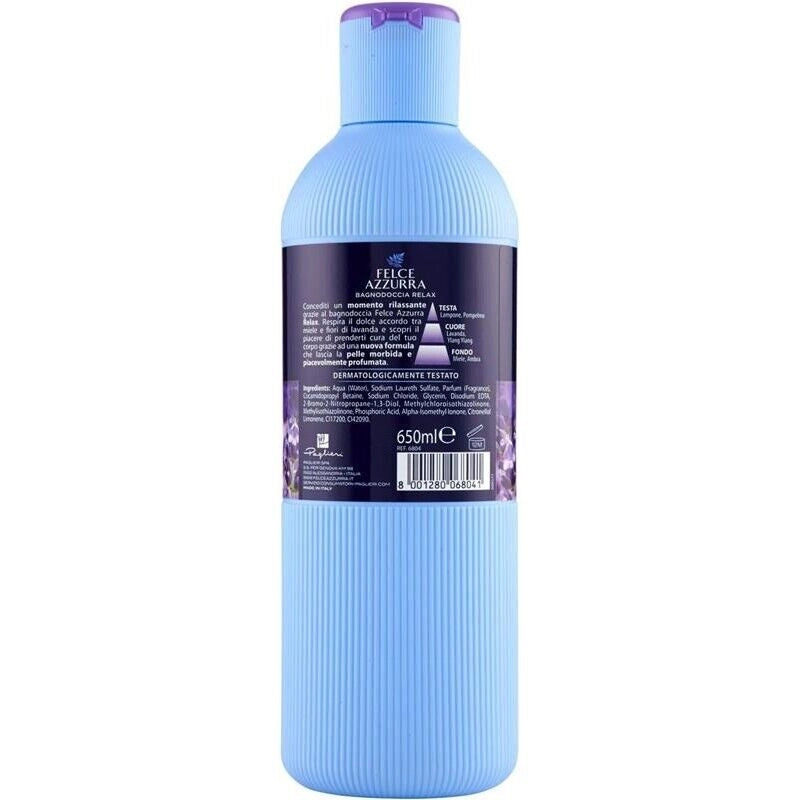 6 FELCE AZZURRA BAGNODOCCIA RELAX PROFUMO AL MIELE E FIORI DI LAVANDA PER UNA PELLE MORBIDA E PROFUMATA 650 ML