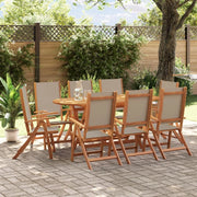 Set da pranzo da giardino 9 pezzi in legno massello di acacia e textilene, set tavolo e sedie da giardino, tavolo terrazza esterna e sedie, set terrazza, mobili da giardino esterno - 3279313