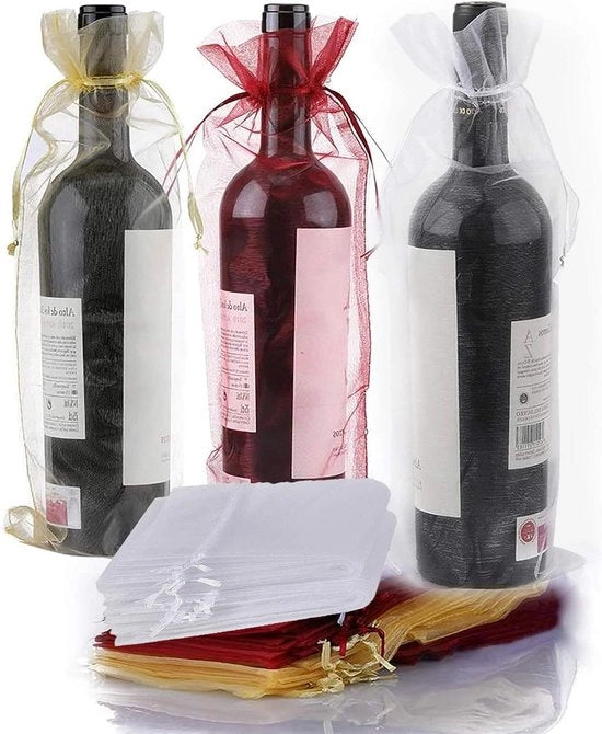 30 pezzi di sacchetti di regalo per bottiglia di vino in organza - decorazione rossa per festa di matrimonio, compleanno e festival