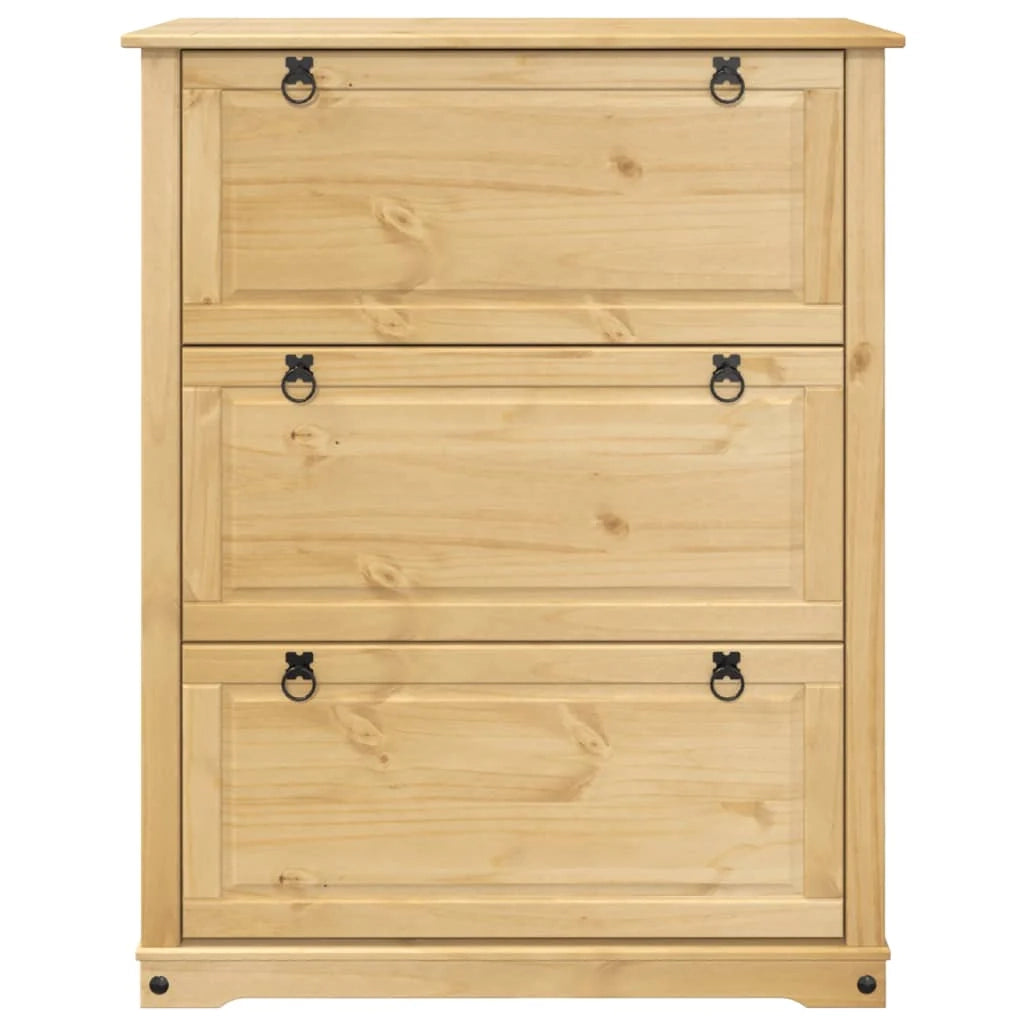 Scarpiera scarpiera mobile portaoggetti ingresso corridoio soggiorno Corona 99 x 32 x 124,5 cm legno di pino massiccio marrone 02_0021747