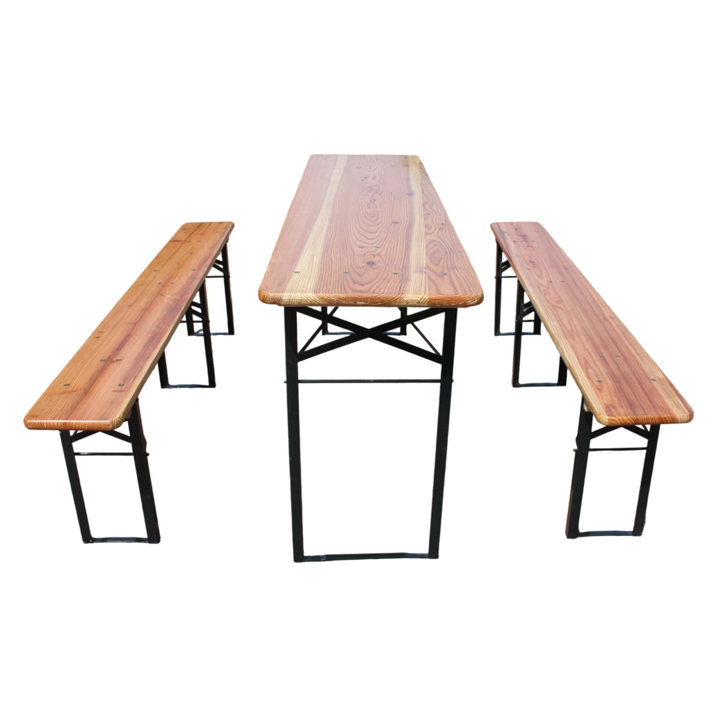Set birreria pieghevole 177x46x78 cm; struttura rinforzata; metallo; colore naturale