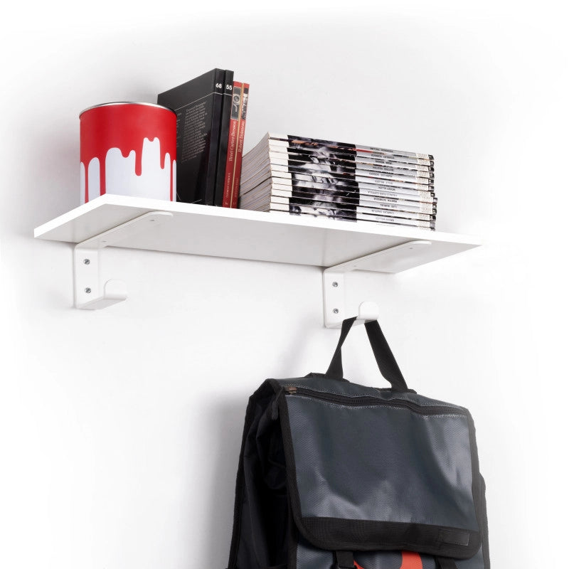Set di supporti per mensole in legno Shelf con gancio integrato, Acciaio, Verniciato nero