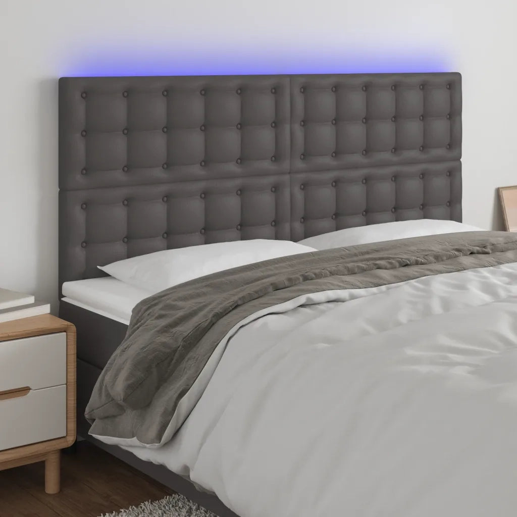 Testiera | Testata a LED Grigio 180x5x118/128cm in Similpelle