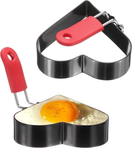 Eierringi a forma di cuore in acciaio inossidabile per pannocotte, uova e omelette - Set da 2 pezzi